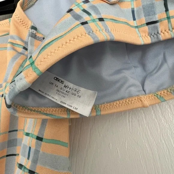 Orange Blue Plaid High Waisted Bikini Set - Picture 4 of 4